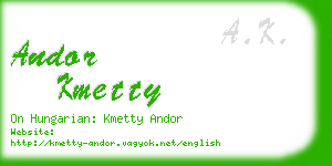 andor kmetty business card